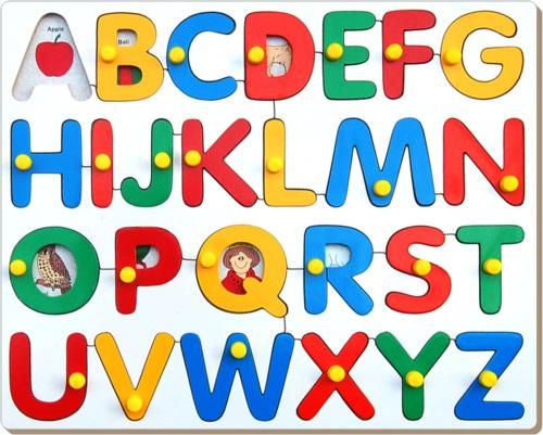 Alphabets with Pictures puzzle with knob