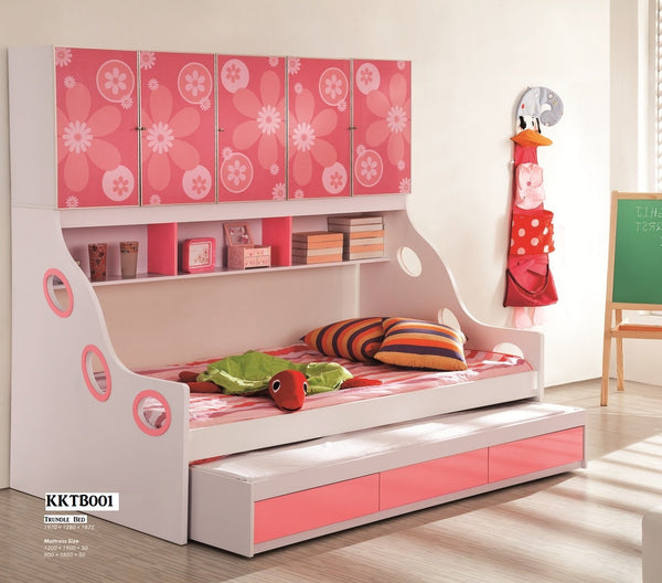 Fleur Floral Pink Kids Trundle Bed